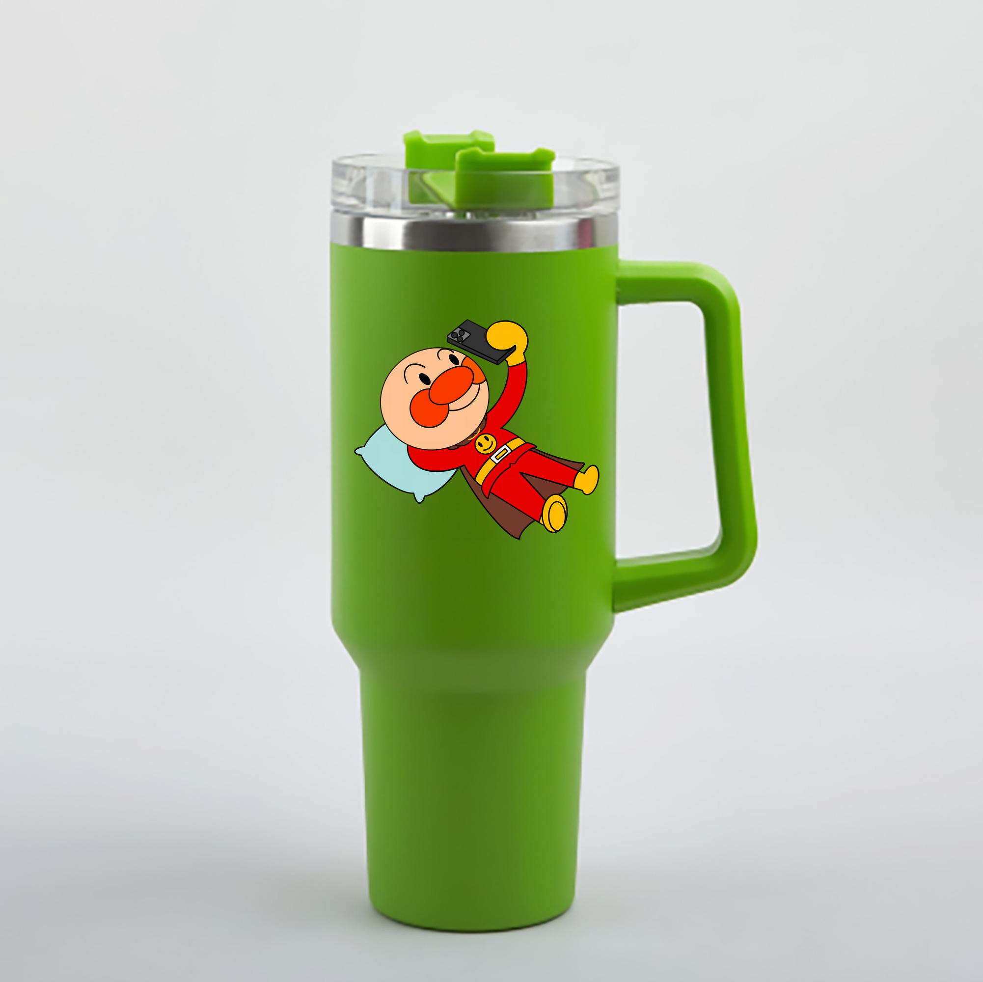 （画像用） アンパンマン Anpanman 1200mL車用タンブラー - クリスタルステッカー（プラスチックストロー付き）